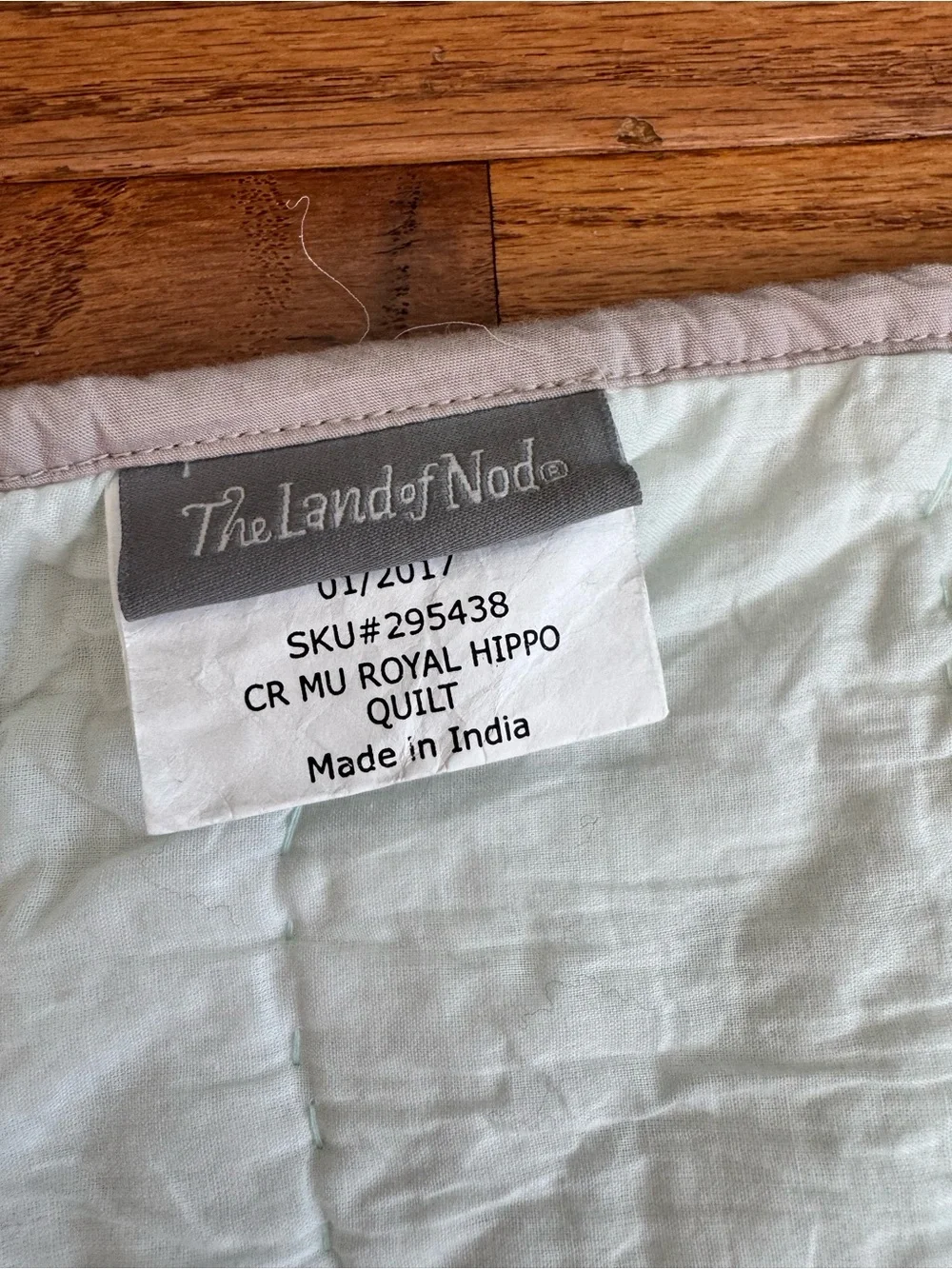 Land of Nod Royal Hippo Baby Quilt Blanket Princess Crown Pink Gold Stars 49x39